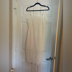 Mi ami White Sheath Spaghetti Strap Midi Dress